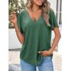 imageCicy Bell Womens V Neck T Shirts Summer Short Sleeve Curved Hem Tops Casual Loose Fit Tunic Basic Tee ShirtsDark Green