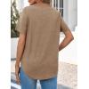 imageCicy Bell Womens V Neck T Shirts Summer Short Sleeve Curved Hem Tops Casual Loose Fit Tunic Basic Tee ShirtsDark Khaki
