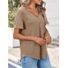imageCicy Bell Womens V Neck T Shirts Summer Short Sleeve Curved Hem Tops Casual Loose Fit Tunic Basic Tee ShirtsDark Khaki