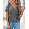 imageCicy Bell Womens V Neck T Shirts Summer Short Sleeve Curved Hem Tops Casual Loose Fit Tunic Basic Tee ShirtsGrey