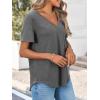imageCicy Bell Womens V Neck T Shirts Summer Short Sleeve Curved Hem Tops Casual Loose Fit Tunic Basic Tee ShirtsGrey