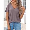 imageCicy Bell Womens V Neck T Shirts Summer Short Sleeve Curved Hem Tops Casual Loose Fit Tunic Basic Tee ShirtsLight Brown