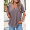 imageCicy Bell Womens V Neck T Shirts Summer Short Sleeve Curved Hem Tops Casual Loose Fit Tunic Basic Tee ShirtsLight Brown