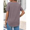 imageCicy Bell Womens V Neck T Shirts Summer Short Sleeve Curved Hem Tops Casual Loose Fit Tunic Basic Tee ShirtsLight Brown