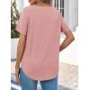 imageCicy Bell Womens V Neck T Shirts Summer Short Sleeve Curved Hem Tops Casual Loose Fit Tunic Basic Tee ShirtsPink