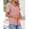 imageCicy Bell Womens V Neck T Shirts Summer Short Sleeve Curved Hem Tops Casual Loose Fit Tunic Basic Tee ShirtsPink