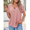 imageCicy Bell Womens V Neck T Shirts Summer Short Sleeve Curved Hem Tops Casual Loose Fit Tunic Basic Tee ShirtsPink