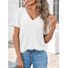 imageCicy Bell Womens V Neck T Shirts Summer Short Sleeve Curved Hem Tops Casual Loose Fit Tunic Basic Tee ShirtsWhite