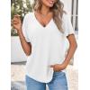 imageCicy Bell Womens V Neck T Shirts Summer Short Sleeve Curved Hem Tops Casual Loose Fit Tunic Basic Tee ShirtsWhite