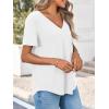 imageCicy Bell Womens V Neck T Shirts Summer Short Sleeve Curved Hem Tops Casual Loose Fit Tunic Basic Tee ShirtsWhite