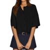 imageCicy Bell Womens Half Sleeve Cardigan Sweaters Cropped Button Down Tops Oversized Lightweight Ribbed Knit Summer OutfitsBlack