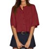 imageCicy Bell Womens Half Sleeve Cardigan Sweaters Cropped Button Down Tops Oversized Lightweight Ribbed Knit Summer OutfitsWine Red