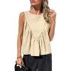 imageCicy Bell Womens Peplum Babydoll Tank Tops Summer Sleeveless Loose T Shirts Casual Shirred Flowy TopsApricot