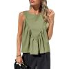 imageCicy Bell Womens Peplum Babydoll Tank Tops Summer Sleeveless Loose T Shirts Casual Shirred Flowy TopsArmy Green