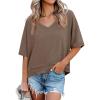 imageCicy Bell Womens Summer V Neck T Shirts Casual Short Sleeve Flowy Tops Cute Loose Fit Basic TeesBrown