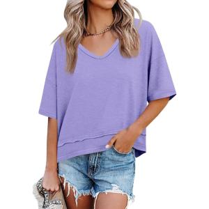 imageCicy Bell Womens Summer V Neck T Shirts Casual Short Sleeve Flowy Tops Cute Loose Fit Basic TeesViolent