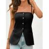imageCicy Bell Womens Summer Spaghetti Strap Vest Tops Dressy Casual Button Down Waistcoat Fitted Split Hem Sleeveless Suit BlazerBlack