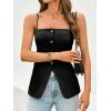 imageCicy Bell Womens Summer Spaghetti Strap Vest Tops Dressy Casual Button Down Waistcoat Fitted Split Hem Sleeveless Suit BlazerBlack