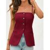imageCicy Bell Womens Summer Spaghetti Strap Vest Tops Dressy Casual Button Down Waistcoat Fitted Split Hem Sleeveless Suit BlazerBurgundy