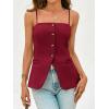 imageCicy Bell Womens Summer Spaghetti Strap Vest Tops Dressy Casual Button Down Waistcoat Fitted Split Hem Sleeveless Suit BlazerBurgundy