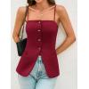 imageCicy Bell Womens Summer Spaghetti Strap Vest Tops Dressy Casual Button Down Waistcoat Fitted Split Hem Sleeveless Suit BlazerBurgundy