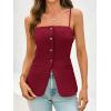 imageCicy Bell Womens Summer Spaghetti Strap Vest Tops Dressy Casual Button Down Waistcoat Fitted Split Hem Sleeveless Suit BlazerBurgundy