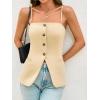 imageCicy Bell Womens Summer Spaghetti Strap Vest Tops Dressy Casual Button Down Waistcoat Fitted Split Hem Sleeveless Suit BlazerKhaki