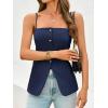 imageCicy Bell Womens Summer Spaghetti Strap Vest Tops Dressy Casual Button Down Waistcoat Fitted Split Hem Sleeveless Suit BlazerNavy Blue