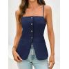 imageCicy Bell Womens Summer Spaghetti Strap Vest Tops Dressy Casual Button Down Waistcoat Fitted Split Hem Sleeveless Suit BlazerNavy Blue