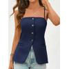 imageCicy Bell Womens Summer Spaghetti Strap Vest Tops Dressy Casual Button Down Waistcoat Fitted Split Hem Sleeveless Suit BlazerNavy Blue