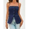imageCicy Bell Womens Summer Spaghetti Strap Vest Tops Dressy Casual Button Down Waistcoat Fitted Split Hem Sleeveless Suit BlazerNavy Blue