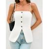 imageCicy Bell Womens Summer Spaghetti Strap Vest Tops Dressy Casual Button Down Waistcoat Fitted Split Hem Sleeveless Suit BlazerWhite