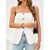 imageCicy Bell Womens Summer Spaghetti Strap Vest Tops Dressy Casual Button Down Waistcoat Fitted Split Hem Sleeveless Suit BlazerWhite