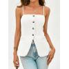 imageCicy Bell Womens Summer Spaghetti Strap Vest Tops Dressy Casual Button Down Waistcoat Fitted Split Hem Sleeveless Suit BlazerWhite