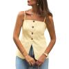 imageCicy Bell Womens Summer Spaghetti Strap Vest Tops Dressy Casual Button Down Waistcoat Fitted Split Hem Sleeveless Suit BlazerBeige