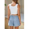 imageCicy Bell Womens Summer Flowy Jean Shorts Button Up High Waisted Wide Leg Denim Skort with PocketsBaby Blue