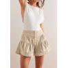 imageCicy Bell Womens Summer Flowy Jean Shorts Button Up High Waisted Wide Leg Denim Skort with PocketsLight Khaki