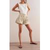 imageCicy Bell Womens Summer Flowy Jean Shorts Button Up High Waisted Wide Leg Denim Skort with PocketsLight Khaki