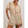 imageCicy Bell Womens Summer Flowy Jean Shorts Button Up High Waisted Wide Leg Denim Skort with PocketsLight Khaki