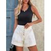 imageCicy Bell Womens Summer Flowy Jean Shorts Button Up High Waisted Wide Leg Denim Skort with PocketsWhite