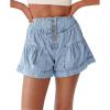 imageCicy Bell Womens Summer Flowy Jean Shorts Button Up High Waisted Wide Leg Denim Skort with PocketsBaby Blue