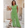 imageCicy Bell Womens Casual Striped Jumpsuits Summer Cap Sleeve Wide Leg Jumper Romper Button Down Travel Beach OutfitsArmy Green