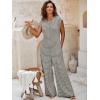 imageCicy Bell Womens Casual Striped Jumpsuits Summer Cap Sleeve Wide Leg Jumper Romper Button Down Travel Beach OutfitsBluegreen