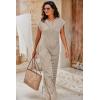 imageCicy Bell Womens Casual Striped Jumpsuits Summer Cap Sleeve Wide Leg Jumper Romper Button Down Travel Beach OutfitsBrown