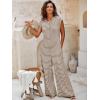imageCicy Bell Womens Casual Striped Jumpsuits Summer Cap Sleeve Wide Leg Jumper Romper Button Down Travel Beach OutfitsBrown