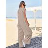 imageCicy Bell Womens Casual Striped Jumpsuits Summer Cap Sleeve Wide Leg Jumper Romper Button Down Travel Beach OutfitsBrown
