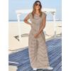 imageCicy Bell Womens Casual Striped Jumpsuits Summer Cap Sleeve Wide Leg Jumper Romper Button Down Travel Beach OutfitsBrown