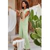 imageCicy Bell Womens Casual Striped Jumpsuits Summer Cap Sleeve Wide Leg Jumper Romper Button Down Travel Beach OutfitsLight Green