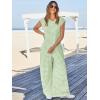 imageCicy Bell Womens Casual Striped Jumpsuits Summer Cap Sleeve Wide Leg Jumper Romper Button Down Travel Beach OutfitsLight Green