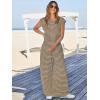 imageCicy Bell Womens Casual Striped Jumpsuits Summer Cap Sleeve Wide Leg Jumper Romper Button Down Travel Beach OutfitsLight Khaki